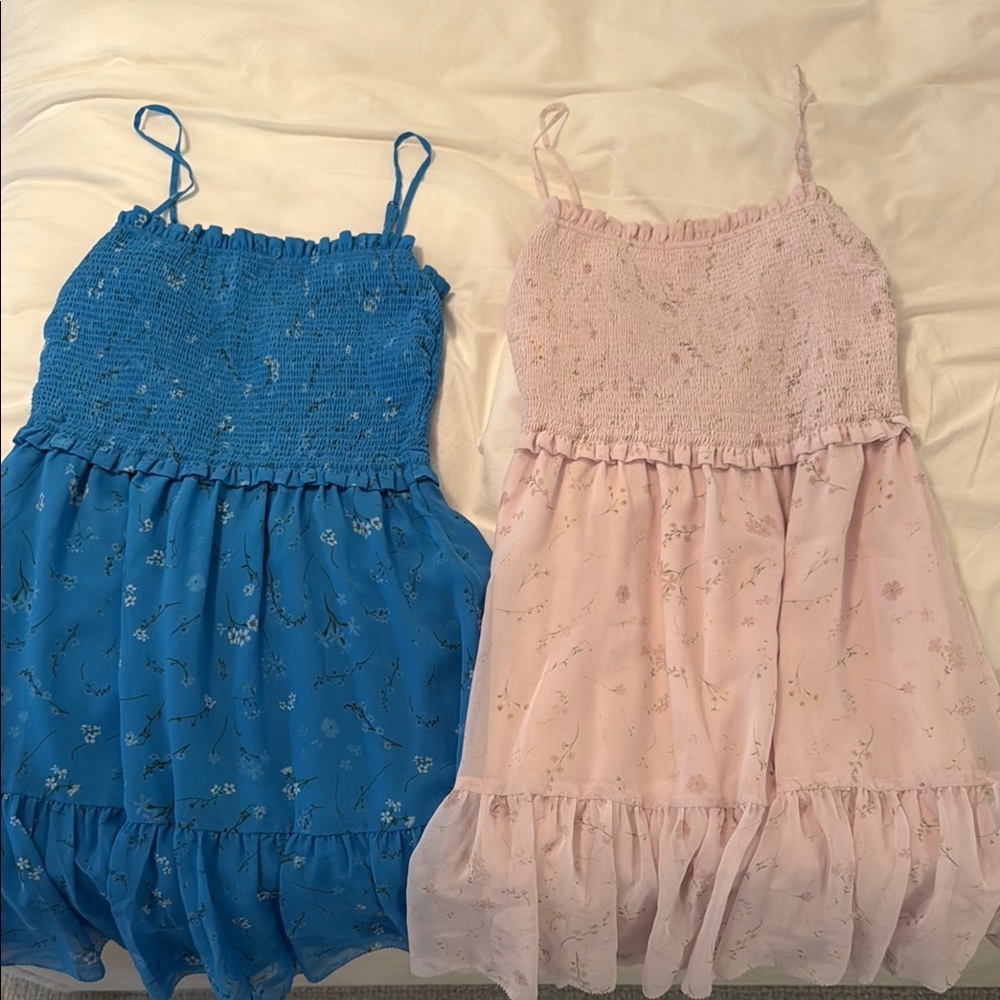 Bundle of 2: Aritzia Blue and Pink Floral mini Dresses